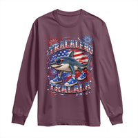 Tralalero Tralala Shark Italian Brainrot 4th Of July Meme Long Sleeve Shirt