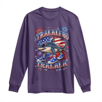 Tralalero Tralala Shark Italian Brainrot 4th Of July Meme Long Sleeve Shirt