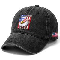 All American Dad 4th of July Washed Cotton Baseball Cap Daddy Eagle USA
