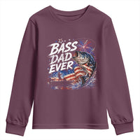 Bass Dad Ever Fishing Youth Sweatshirt Patriotic Dad Birthday 4th Of July Gifts