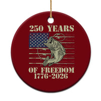 America 250th Bass Fishing American Flag Ceramic Ornament