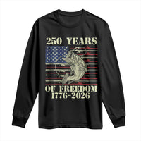 America 250th Bass Fishing American Flag Long Sleeve Shirt