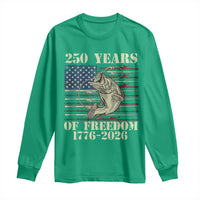 America 250th Bass Fishing American Flag Long Sleeve Shirt