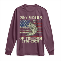 America 250th Bass Fishing American Flag Long Sleeve Shirt