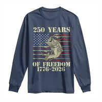 America 250th Bass Fishing American Flag Long Sleeve Shirt