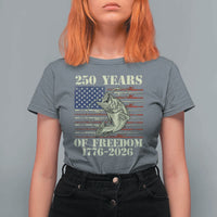 America 250th Bass Fishing American Flag T Shirt For Women