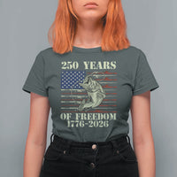 America 250th Bass Fishing American Flag T Shirt For Women