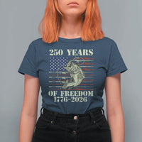 America 250th Bass Fishing American Flag T Shirt For Women