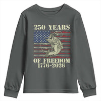 America 250th Bass Fishing American Flag Youth Sweatshirt
