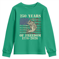America 250th Bass Fishing American Flag Youth Sweatshirt