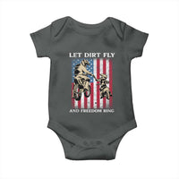 Let Dirt Fly And Freedom Ring Baby Onesie 4th of July Dirt Bike American Flag