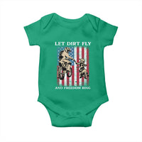 Let Dirt Fly And Freedom Ring Baby Onesie 4th of July Dirt Bike American Flag