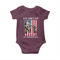 Let Dirt Fly And Freedom Ring Baby Onesie 4th of July Dirt Bike American Flag