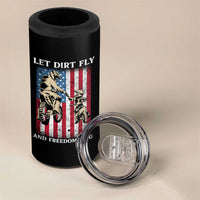 Let Dirt Fly And Freedom Ring 4 in 1 Can Cooler Tumbler 4th of July Dirt Bike American Flag