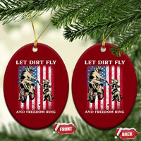 Let Dirt Fly And Freedom Ring Ceramic Ornament 4th of July Dirt Bike American Flag