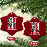 Let Dirt Fly And Freedom Ring Ceramic Ornament 4th of July Dirt Bike American Flag