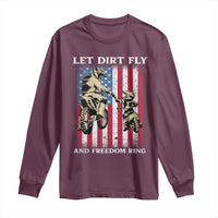 Let Dirt Fly And Freedom Ring Long Sleeve Shirt 4th of July Dirt Bike American Flag