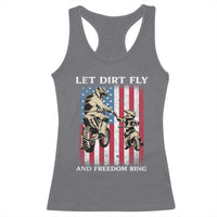 Let Dirt Fly And Freedom Ring Racerback Tank Top 4th of July Dirt Bike American Flag