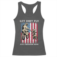 Let Dirt Fly And Freedom Ring Racerback Tank Top 4th of July Dirt Bike American Flag