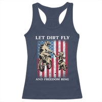 Let Dirt Fly And Freedom Ring Racerback Tank Top 4th of July Dirt Bike American Flag