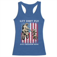 Let Dirt Fly And Freedom Ring Racerback Tank Top 4th of July Dirt Bike American Flag