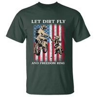 Let Dirt Fly And Freedom Ring T Shirt 4th of July Dirt Bike American Flag