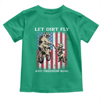 Let Dirt Fly And Freedom Ring Toddler T Shirt 4th of July Dirt Bike American Flag