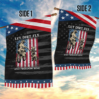 Let Dirt Fly And Freedom Ring Patriotic Garden Flag 4th of July Dirt Bike American Flag
