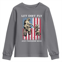 Let Dirt Fly And Freedom Ring Youth Sweatshirt 4th of July Dirt Bike American Flag