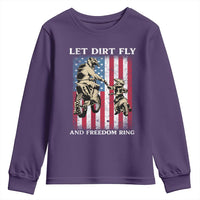 Let Dirt Fly And Freedom Ring Youth Sweatshirt 4th of July Dirt Bike American Flag