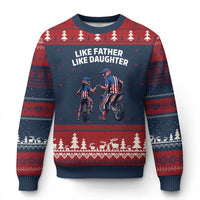 Like Father Daughter Dirt Bike Ugly Christmas Sweater Cute Matching Motocross Gift Father's Day
