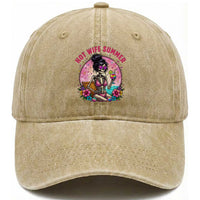 Hot Wife Summer Washed Cotton Baseball Cap Funny Newlywed Skeleton