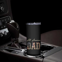 Retro All American Dad Skinny Tumbler 4th of July Father's Day