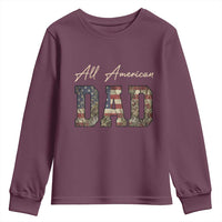 Retro All American Dad Youth Sweatshirt 4th of July Father's Day