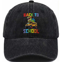 Bruh We Back Washed Cotton Baseball Cap Funny Dinosaur Back To School Dinosaur