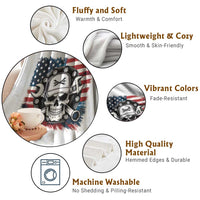 American Flag Skull Mechanic Throw Blanket Labor Day Patriotic USA - Wonder Print Shop