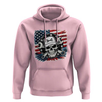 American Flag Skull Mechanic Hoodie Labor Day Patriotic USA - Wonder Print Shop