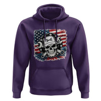 American Flag Skull Mechanic Hoodie Labor Day Patriotic USA - Wonder Print Shop
