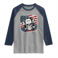 American Flag Skull Mechanic Raglan Shirt Labor Day Patriotic USA - Wonder Print Shop