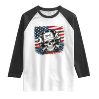 American Flag Skull Mechanic Raglan Shirt Labor Day Patriotic USA - Wonder Print Shop