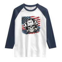 American Flag Skull Mechanic Raglan Shirt Labor Day Patriotic USA - Wonder Print Shop