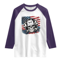 American Flag Skull Mechanic Raglan Shirt Labor Day Patriotic USA - Wonder Print Shop