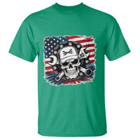 American Flag Skull Mechanic T Shirt Labor Day Patriotic USA - Wonder Print Shop