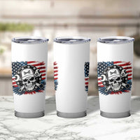 American Flag Skull Mechanic Tumbler Cup Labor Day Patriotic USA
