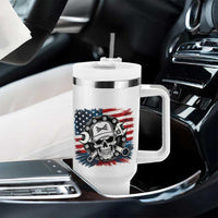 American Flag Skull Mechanic Tumbler With Handle Labor Day Patriotic USA