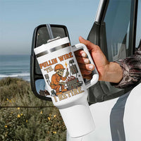 Funny Skeleton Electrician Tumbler With Handle Pullin Wire Til I Retire Labor Day