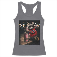 Funny Raccoon Whiskey Sunglasses Norwegian Flag Racerback Tank Top Viral Trash Panda Football Texas Souvenir Meme