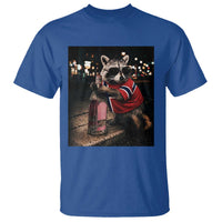 Funny Raccoon Whiskey Sunglasses Norwegian Flag T Shirt Viral Trash Panda Football Texas Souvenir Meme