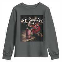 Funny Raccoon Whiskey Sunglasses Norwegian Flag Youth Sweatshirt Viral Trash Panda Football Texas Souvenir Meme