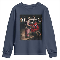 Funny Raccoon Whiskey Sunglasses Norwegian Flag Youth Sweatshirt Viral Trash Panda Football Texas Souvenir Meme